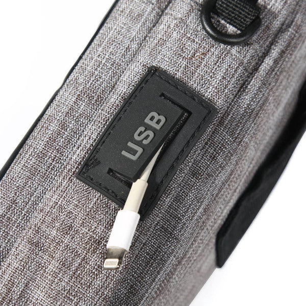 For 6-7 inch Mobile Phone Universal Silver Wire Canvas Waist Bag with Shoulder Strap & Earphone Hole & USB Cable Hole(Black)