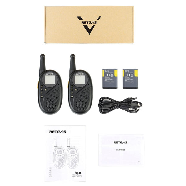 1 Pair RETEVIS RT35 0.5W EU Frequency 446MHz 8CH Handheld Children Walkie Talkie(Black)