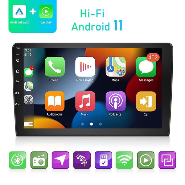 A3012 9 Inch Android Navigation CarPlay 1+32G Dual-Spindle Universal Central Control Screen Car Navigator Reversing Video Player(Standard+AHD Camera)