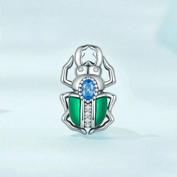 SCC2432 Sterling Silver S925 Beetle Oil Drip Zircon Beaded Bracelet