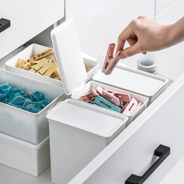 Household Laundry Detergent Storage Box Small Things Storage Organizer With Dust Cover, Specification: Large