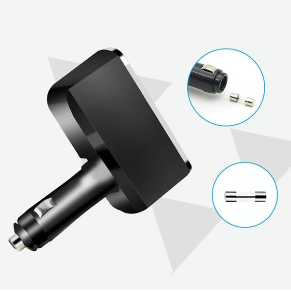 SHUNWEI SD-1909 80W 0.8A Car 2 in 1 USB Charger 90 Degree Free Rotation Cigarette Lighter (Black)