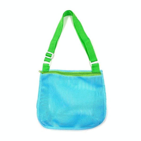 Children Shell Collection Bag Beach Toys Organizer Storage Bag(Light Blue Green)