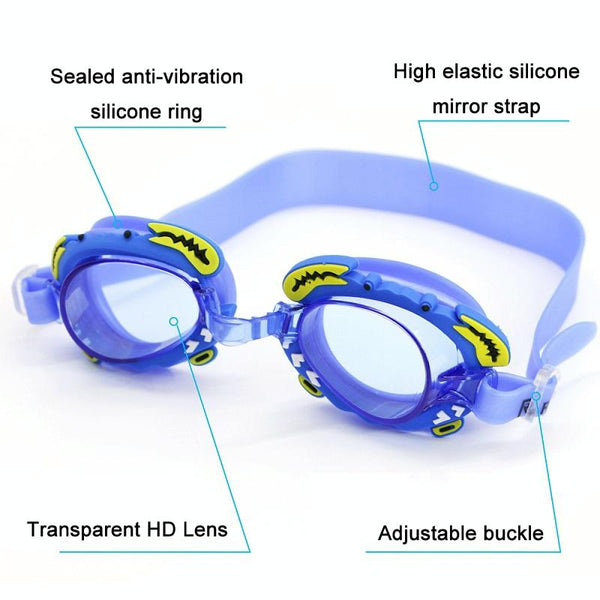 RUIHE Children Cute Cartoon Waterproof Anti-Fog Swimming Goggles(Pink)