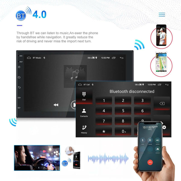 A3194 7 Inch Android 11 Central Control Carplay 2+32G Car Large Screen Navigation Reversing Video Player, Style: Standard