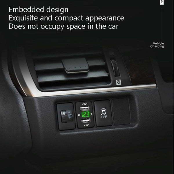 Car Charger Original Hole Non-Destructive Modification Of Dual Usb Car Charger With Line Suitable For Toyota(FTWU Red Light)