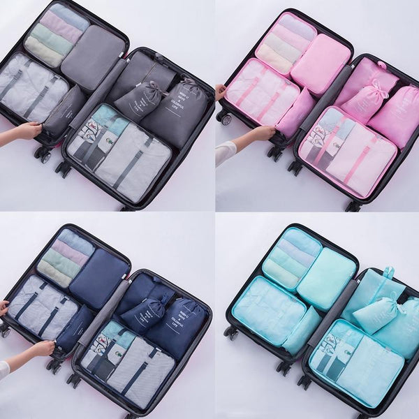 9 In 1 Cosmetic Bag Travel Storage Bag Set Folding Storage Bag( Black)