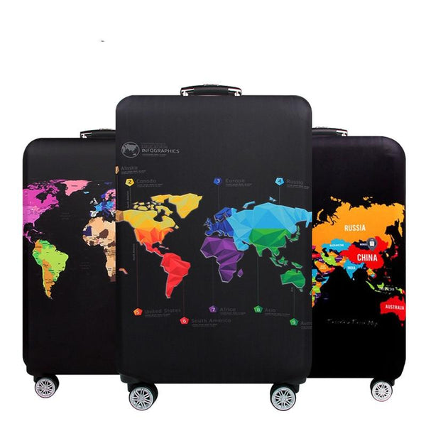 Travel Luggage Cover Suitcase Dustproof Scratch-proof Protection Elastic Sleeve, Size:M Size 22 to 24 inch(English Map)