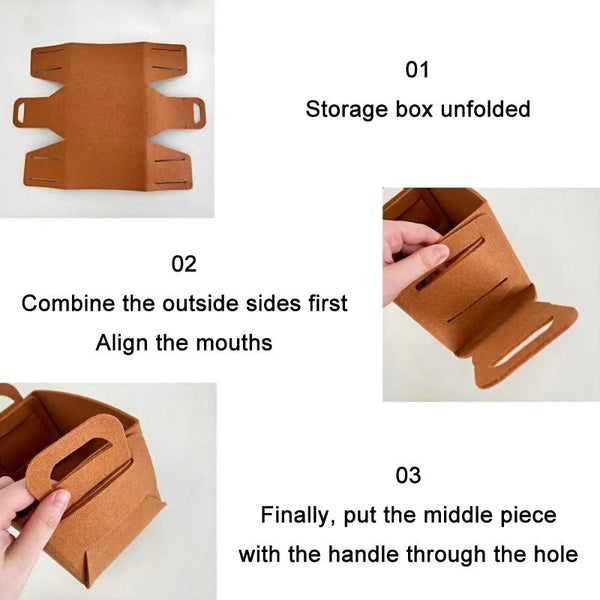 Home Clutter Felt Folding Storage Baskets, Size: Medium(Brown)