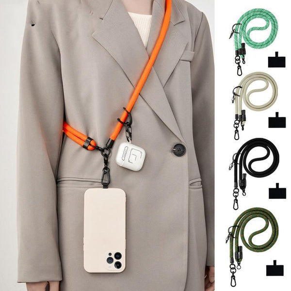 10mm Thick Rope Mobile Phone Lanyard Spacer Adjustable Anti Theft Phone Strap(NO.11 Red and Yellow)