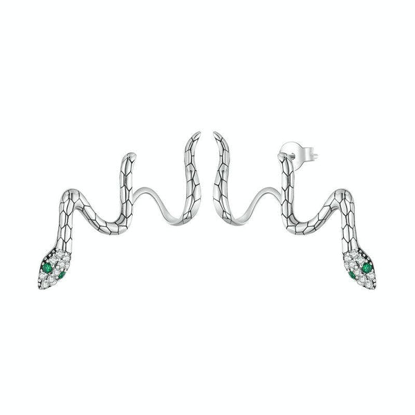 BSE763 Sterling Silver S925 Guardian Snake Wrap Zirconia Earrings