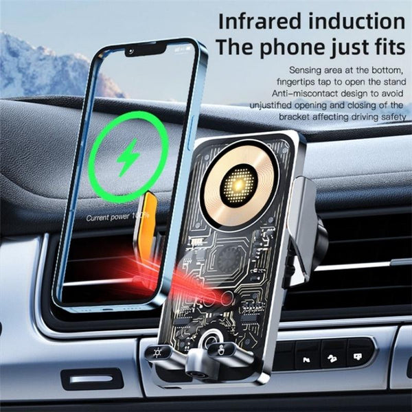 C1 Car Wireless 66W Fast Charger Phone Holder Infrared Sensor Punk Style(Black)