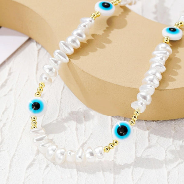 N2210-1 Triangular Pearl Eyes Ladies Temperament Necklace Collarbone Chain