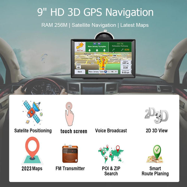 9 Inch 8G/256M Car GPS Navigator With Large Screen Capacitive Bluetooth Map, Area: Russia + Ukraine + Belarus Map