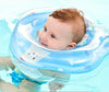 Cute Cartoon Chick Pattern Transparent PVC Adjustable Inflatable Baby Swimming Float Ring Neck Ring(Blue Large)