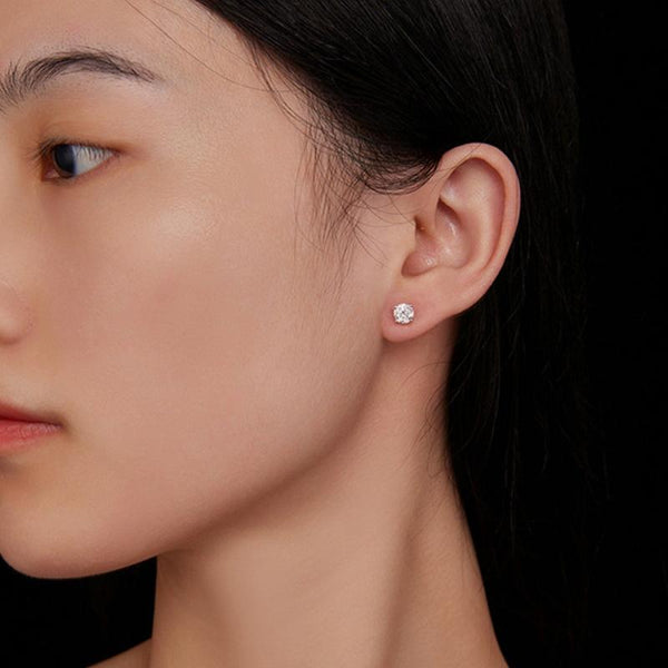 MSE010 Sterling Silver S925 Round Moissanite Detachable Stud Earrings