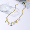 N2211-5 Pearl Moon Female Necklace Simple Multi-Pendant Necklace