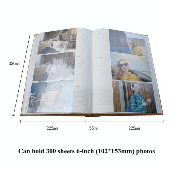 4R 6 Inch 300 Sheets Cloth Photo Album Retro Insert Photo Album Postcard Storage Photo Album(Green)