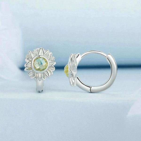 S925 Sterling Silver Women Sunflower Earrings Jewelry(BSE966)