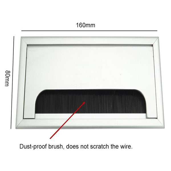8x16cm Desk Dustproof Aluminum Wire Box Threading Box with Brush