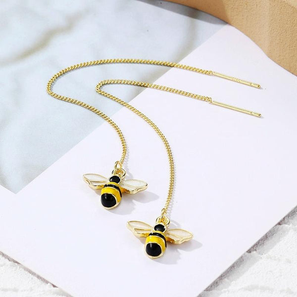 E2210-9 Bee Long Ear Wire Women Simple Earrings