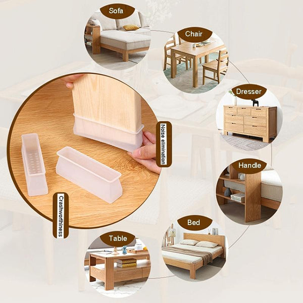 4pcs /Set Childrens Bed Feet Silicone Fixed Anti-Slip Mat Silent Wear-Resistant Bed Feet Protector(Yellow)