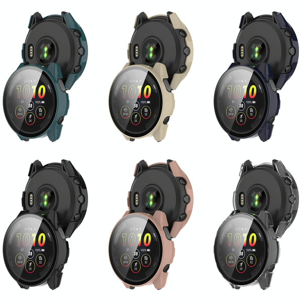 For Garmin Forerunner 265 PC + Tempered Glass Film Integrated Watch Protective Case(Black)