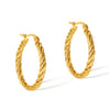 OPK GE960 1pair Stainless Steel Gold Plated Vintage Twist Earrings(Gold)
