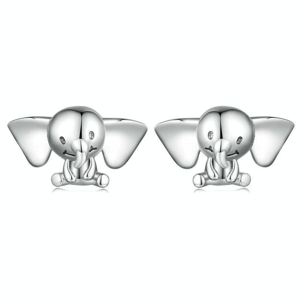 SCE1537 S925 Sterling Silver Elephant Cute Animal Stud Earrings