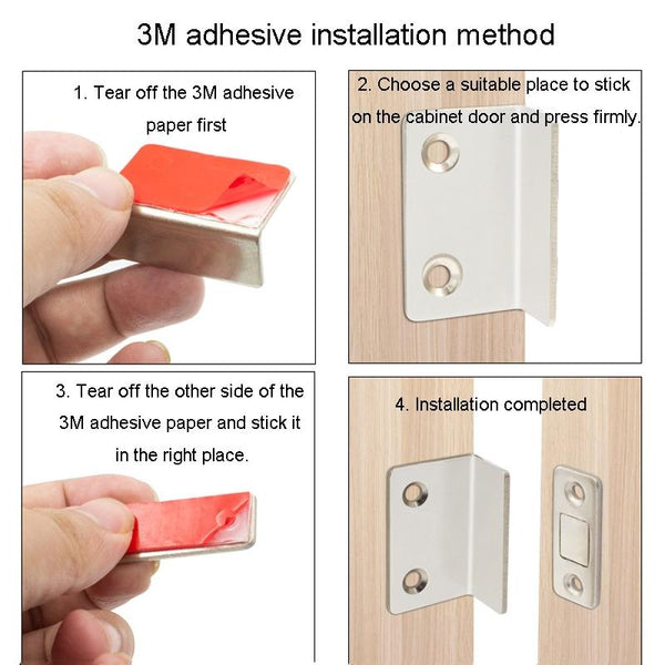 90 Degree No-Punch Invisible Door Suction Thin Section Wardrobe Sliding Door Magnetic Suction(Silver)