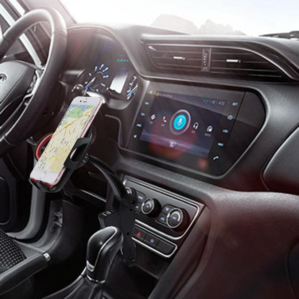 HC006 2 in 1 Car Charger & 360 Rotation Holder, For iPhone, Galaxy, Huawei, Xiaomi, LG, HTC and other Smartphones of width 47-92mm Smartphone(Red)