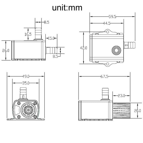 DC12V Solar Micro Brushless Cold Water Circulating Fountain Water Pump, Model: QR50C