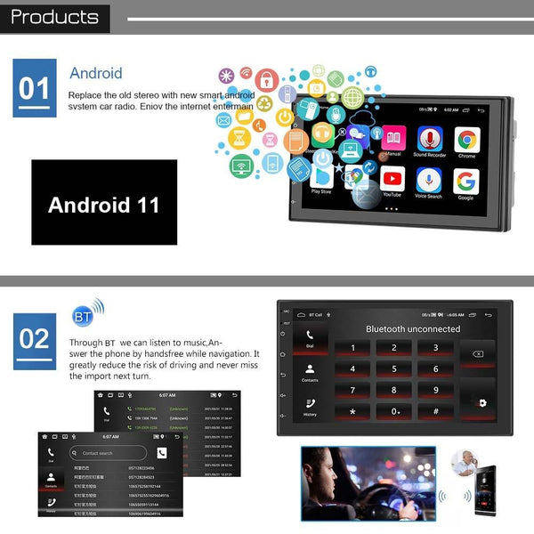 A2797 7 Inch Android WiFi 2+32G Central Control Large Screen Universal Car Navigation Reversing Video Player, Style: Standard+12Lights Camera