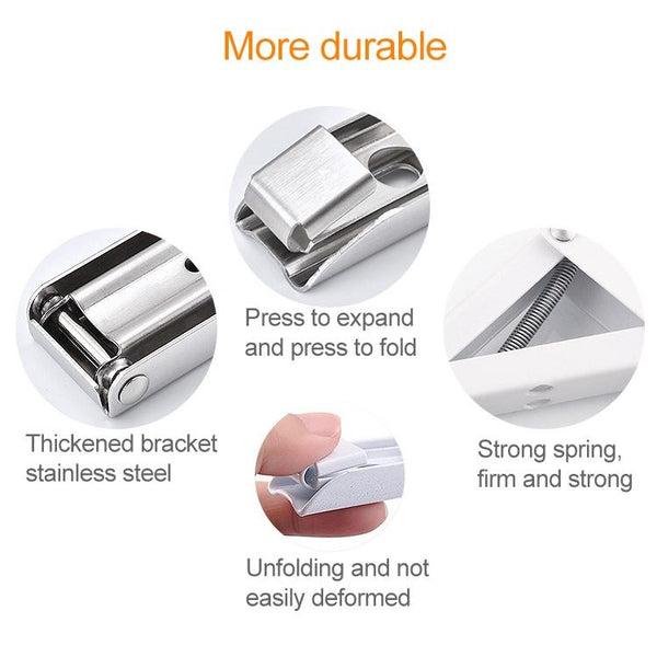 10 inch Wall-mounted Foldable Stainless Steel Spring Storage Shelf for Dining Table