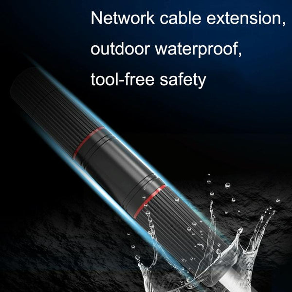 YM-8821 Pre-built Network Connectors Outdoor Waterproof Network Cable Extension Double Pass Head(Black)