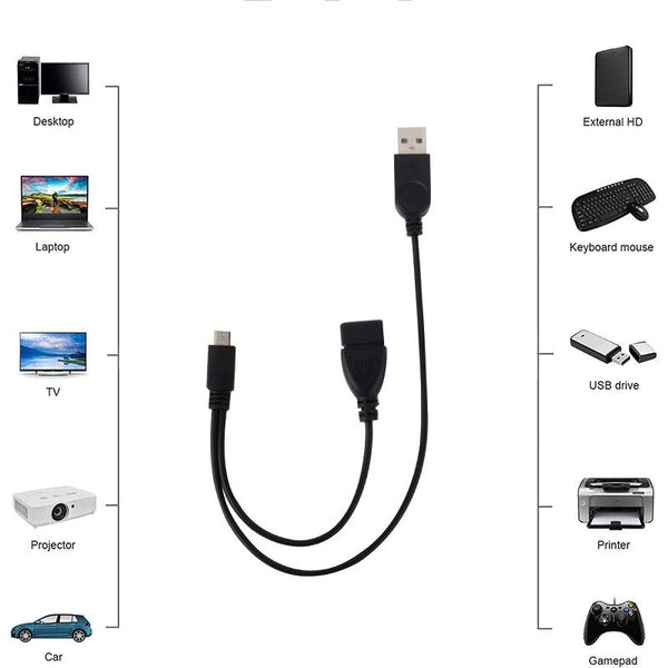 Micro USB to USB 2.0 Male & USB 2.0 Female Host OTG Converter Adapter Cable, Length: About 30cm(Black)