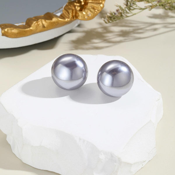 E2208-3 Gray Pearl Stud Earrings Jewelry