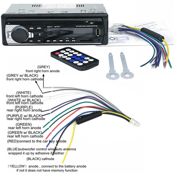 JSD-520 Car Stereo Radio MP3 Audio Player Support Bluetooth Hand-free Calling / FM / USB / SD, EU Plug Version
