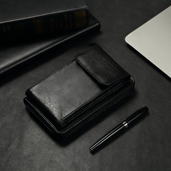 Elephant Pattern Multifunctional Cross Bag Phone Case(Black)