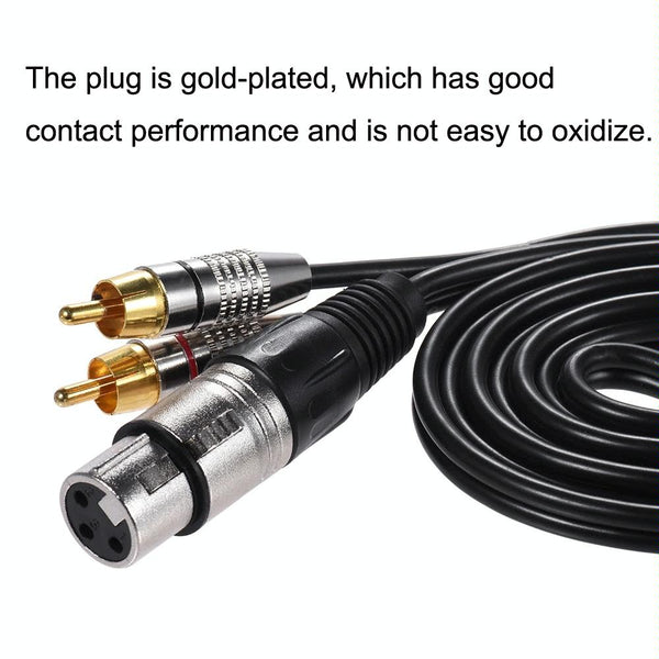 XLR Female To 2RCA Male Plug Stereo Audio Cable, Length: 0.5m
