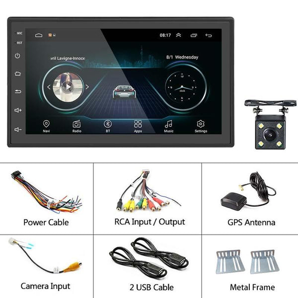 A2222KT 7 Inch Android Navigation WiFi Version 1+32G GPS Bluetooth 2.5D Screen Car Central Control MP5 Player, Style: Standard+4Lights Camera