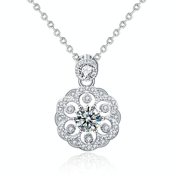 XMA008 Cherry Necklace 925 Silver Mosan Diamond Collarbone Pendant(White)