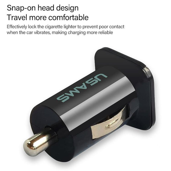 USAMS High Performance 2.1A + 1A Dual USB Port Car Charger for iPad Air 2 & Air & 4, iPhone 6 & 6 Plus & 5C & 5S & 4 & 4S, iPod touch, Galaxy Tablet / Note Series and Other Mobile Phone, Navigators(Black)