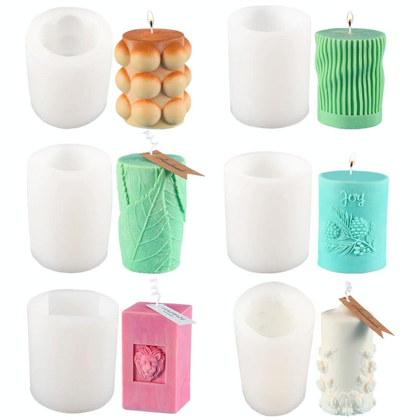 2804 Leaves Cylindrical Scented Candle Silicone Mold Plaster Drop Glue Mold