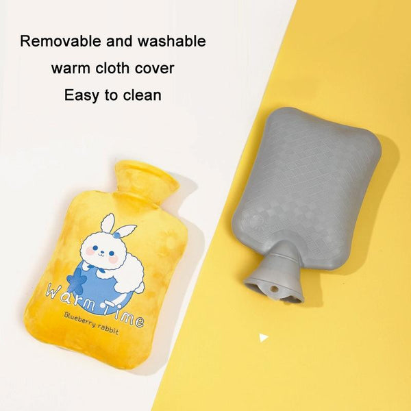 Cartoon Velvet Cover Thickened Explosion-Proof PVC Water-Filled Hot Water Bag, Color: 1000ML Milky White