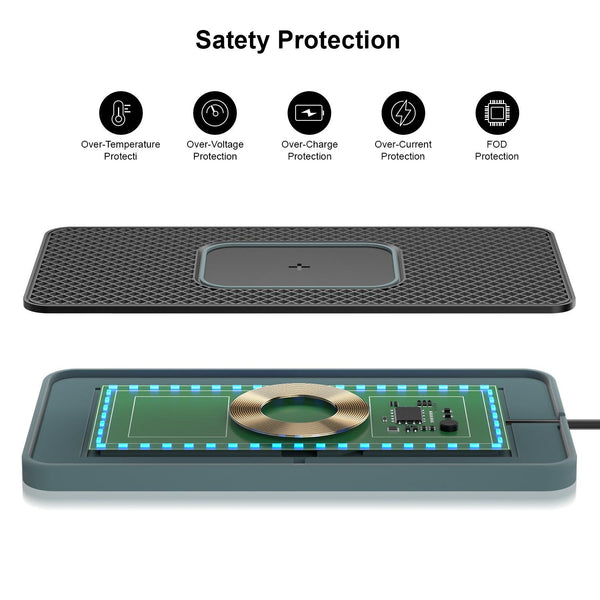 2 In 1 15W Car Mobile Phone Wireless Charger Non-slip Mat with Colorful Light USB Cable 0.3m