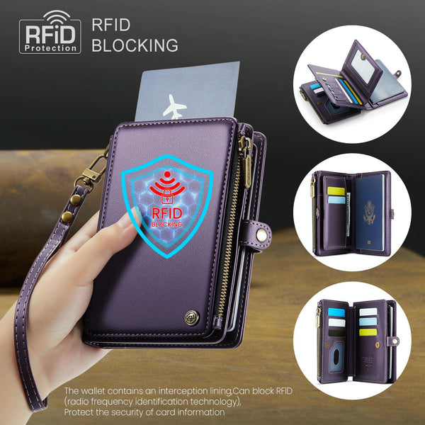 CaseMe-Me60 Multi-functional Anti-theft Swipe Passport Wallet(Purple)