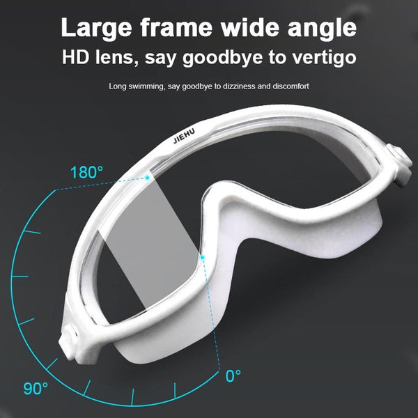 JIEHU JH8208DMJS Large Frame Waterproof and Anti-fog High-definition Eye Protection Swimming Goggles(Transparent Green)