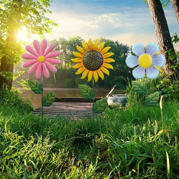 3pcs / Set Outdoor Lawn Patio Decoration Iron Flower Inserts