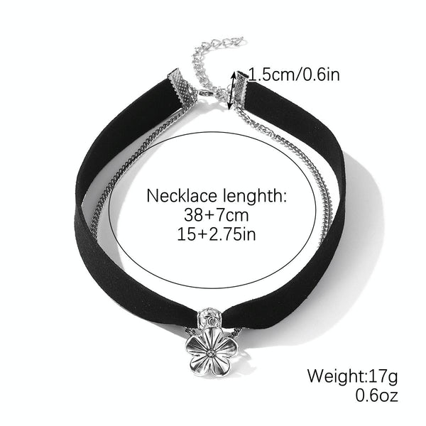 Punk Vintage Velvet Clavicle Chain Metal Rock Necklace, Spec: N2211-10